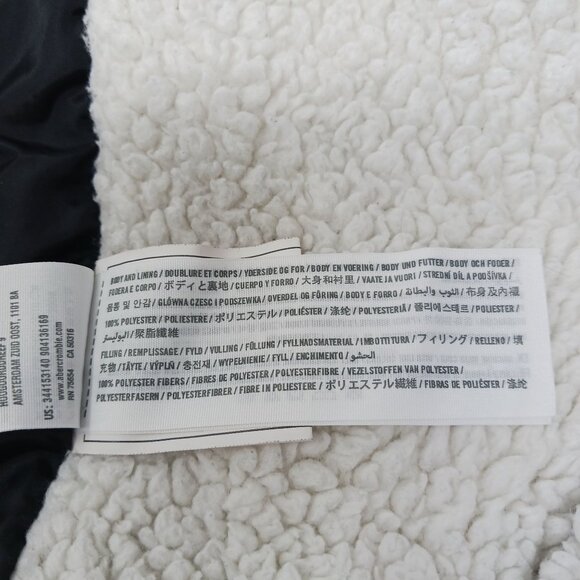 Hollister Black Puffer Vest Sherpa Lining Hood Size Medium - Picture 6 of 9